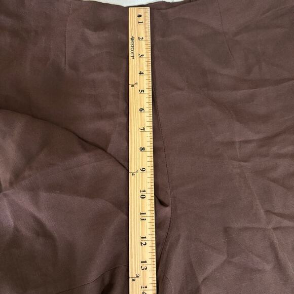 DressBarn Linen Blend Capri Pants Embroidered Beaded Side Zip Brown Size 16 - Picture 10 of 11